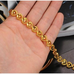 Pulseira Feminina De Alta Qualidade Banhada A Ouro 18K Com Formato De Coração