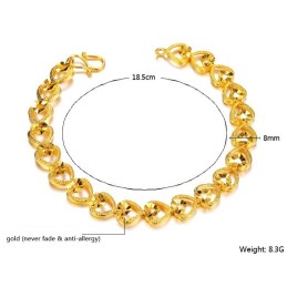 Pulseira Feminina De Alta Qualidade Banhada A Ouro 18K Com Formato De Coração