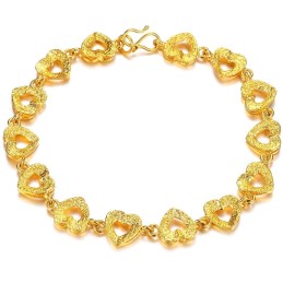 Pulseira Feminina Banhada A Ouro 18K, De Renome Mundial, Com Formato De Coração
