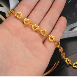Pulseira Feminina Banhada A Ouro 18K, De Renome Mundial, Com Formato De Coração