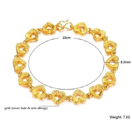 Pulseira Feminina Banhada A Ouro 18K, De Renome Mundial, Com Formato De Coração