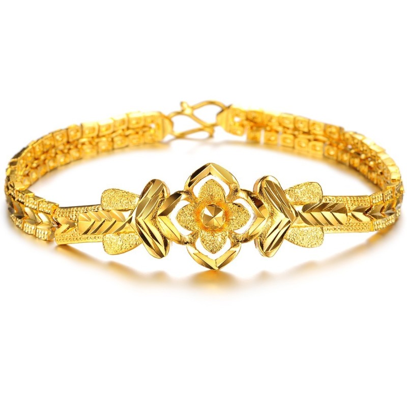 Pulseira Feminina De Alta Qualidade Com Padrão Decorativo Requintado Banhada A Ouro 18K Pulseira Feminina De Alta Qualidade Com Padrão Decorativo Requintado Banhada A Ouro 18K