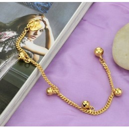 Pulseira Feminina Banhada A Ouro 18K Com Sinos "To Have A Long Story"