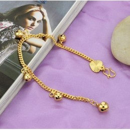 Pulseira Feminina Banhada A Ouro 18K Com Sinos "To Have A Long Story"