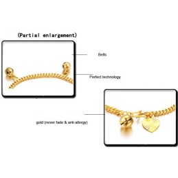 Pulseira Feminina Banhada A Ouro 18K Com Sinos "To Have A Long Story"