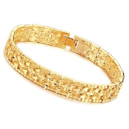 Pulseira Masculina Banhada A Ouro 18K Com Padrão De Estrela, De Renome Mundial