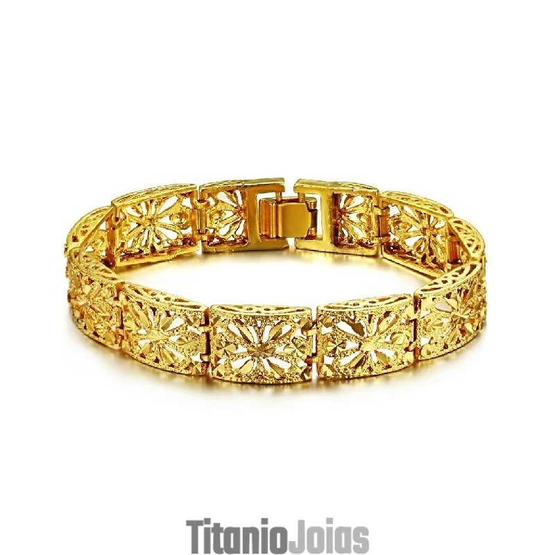 Pulseira Feminina Banhada A Ouro 18K Com Qualidade E Quantidade Garantidas Pulseira Feminina Banhada A Ouro 18K Com Qualidade E Quantidade Garantidas