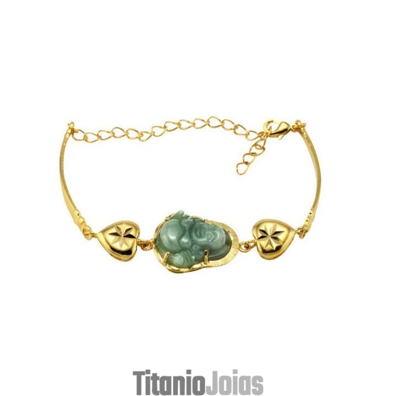 Pulseira Feminina Banhada A Ouro 18K Com Detalhes Em Formato Coração Pulseira Feminina Banhada A Ouro 18K Com Detalhes Em Formato Coração