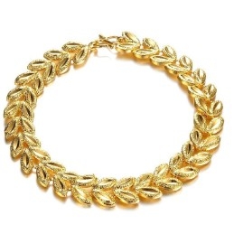 Pulseira Feminina De Alta Qualidade Em Formato De Folha Banhada A Ouro 18K