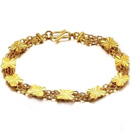 Pulseira Feminina Banhada A Ouro 18K Com Formato De Flor E Qualidade Garantida