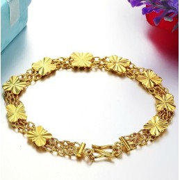 Pulseira Feminina Banhada A Ouro 18K Com Formato De Flor E Qualidade Garantida