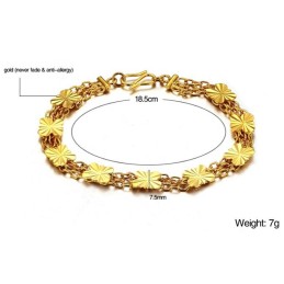 Pulseira Feminina Banhada A Ouro 18K Com Formato De Flor E Qualidade Garantida