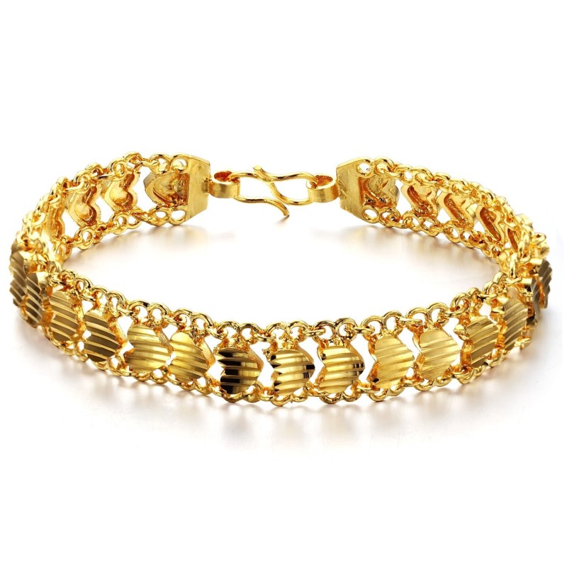 Pulseira Feminina Folheada A Ouro 18K Com Formato De Coração, Fácil De Usar Pulseira Feminina Folheada A Ouro 18K Com Formato De Coração, Fácil De Usar