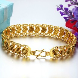 Pulseira Feminina Folheada A Ouro 18K Com Formato De Coração, Fácil De Usar