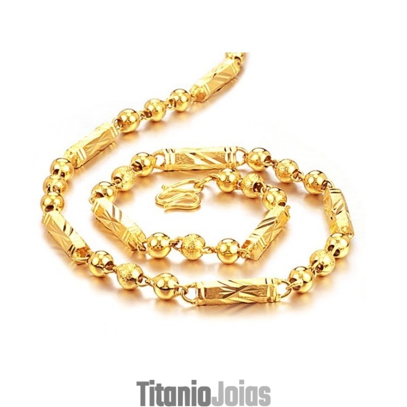 Colar Masculino Banhado A Ouro 18K Fácil De Usar