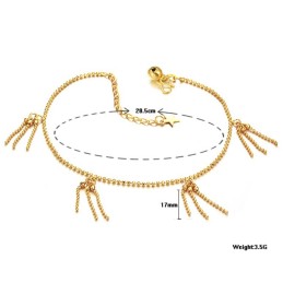 Tornozeleira Feminina Banhada A Ouro 18K Em Formato De Bola De Qualidade Superior