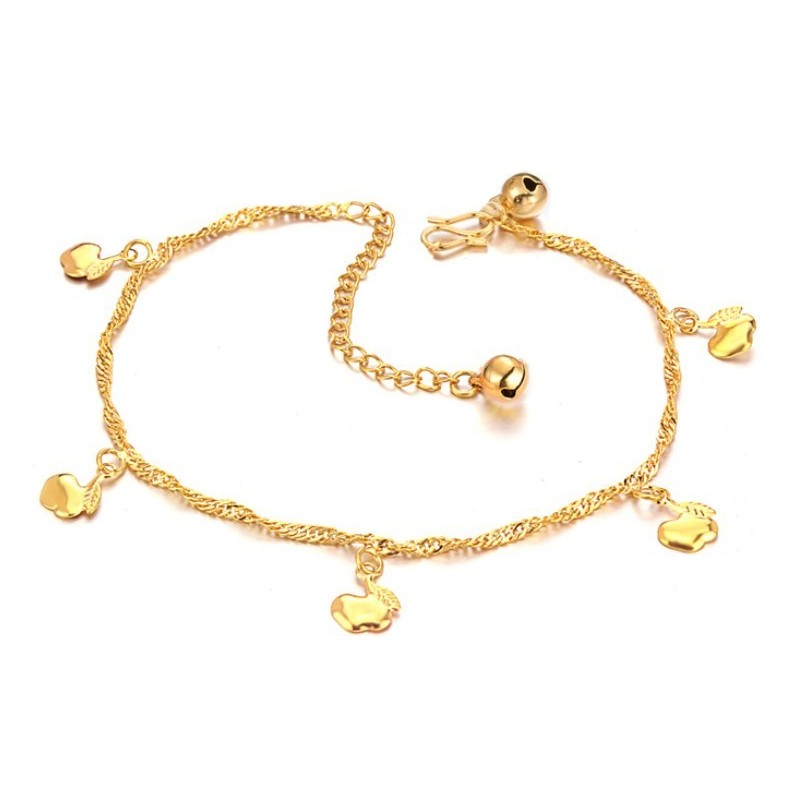 Tornozeleira Feminina Banhada A Ouro 18K Em Formato De Maçã, Fácil De Usar Tornozeleira Feminina Banhada A Ouro 18K Em Formato De Maçã, Fácil De Usar