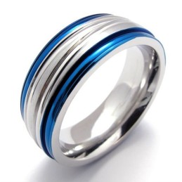 Anel De Titânio Azul Da Moda