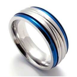 Anel De Titânio Azul Da Moda