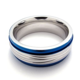 Anel De Titânio Azul Da Moda