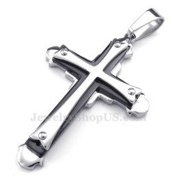 Colar Com Pingente De Cruz De Titânio De Três Camadas (Corrente Grátis)