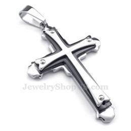 Colar Com Pingente De Cruz De Titânio De Três Camadas (Corrente Grátis)