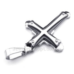 Colar Com Pingente De Cruz De Titânio De Três Camadas (Corrente Grátis)