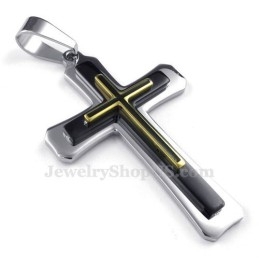 Colar Com Pingente De Cruz De Titânio De Três Camadas (Corrente Grátis)