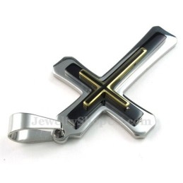 Colar Com Pingente De Cruz De Titânio De Três Camadas (Corrente Grátis)