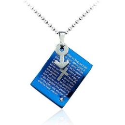 Pingente Masculino Forte De Titânio Azul - Corrente Grátis