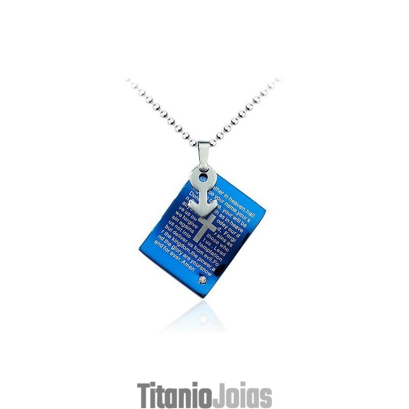 Pingente Masculino Forte De Titânio Azul - Corrente Grátis Pingente Masculino Forte De Titânio Azul - Corrente Grátis