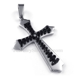 Colar Com Pingente De Cruz De Titânio Preto (Corrente Grátis)