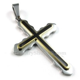 Colar Com Dois Pingentes De Cruz De Titânio (Corrente Grátis)