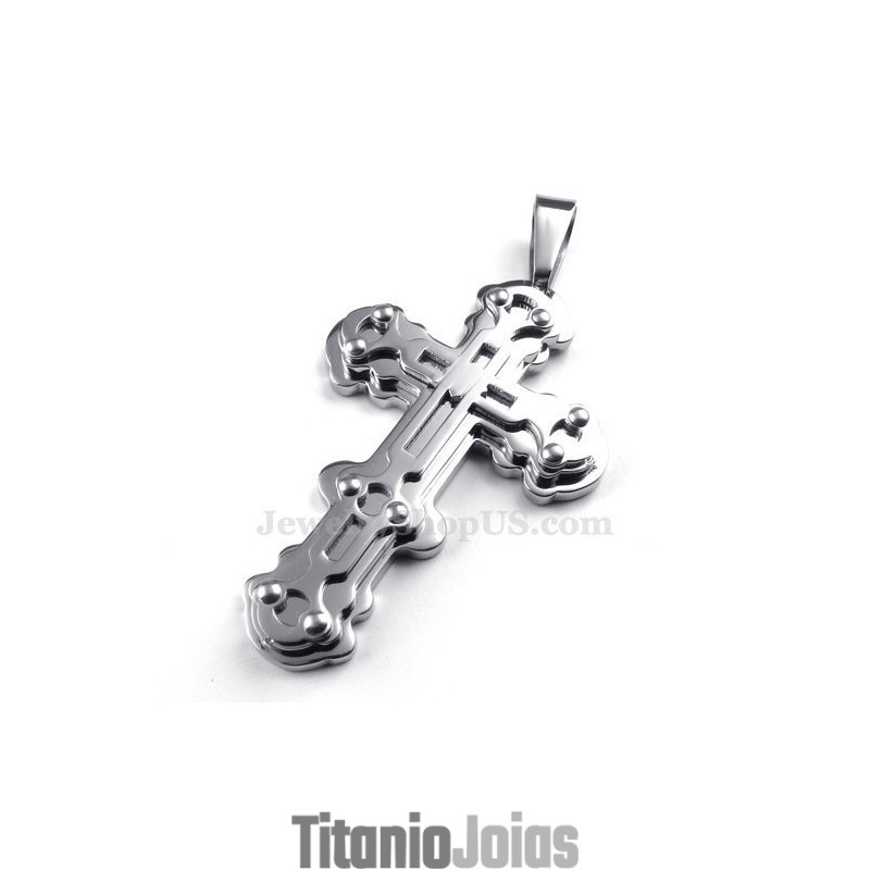 Colar Masculino Com Pingente De Cruz Em Titânio Prateado Requintado (Corrente Grátis) Colar Masculino Com Pingente De Cruz Em Titânio Prateado Requintado (Corrente Grátis)