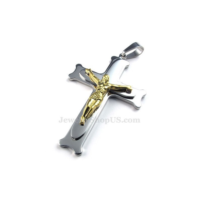 Colar Com Pingente De Cruz De Prata E Titânio Jesus (Corrente Grátis) Colar Com Pingente De Cruz De Prata E Titânio Jesus (Corrente Grátis)