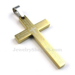 Colar Com Pingente De Cruz Em Titânio E Ouro (Corrente Grátis)