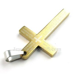 Colar Com Pingente De Cruz Em Titânio E Ouro (Corrente Grátis)