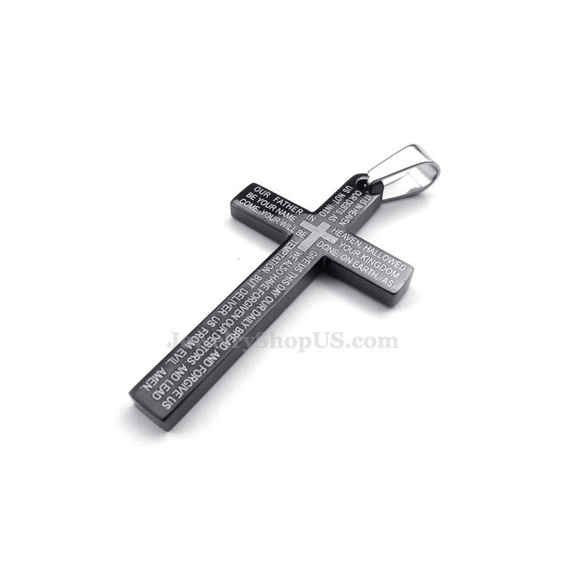 Colar Com Pingente De Cruz Preta De Titânio (Corrente Grátis)