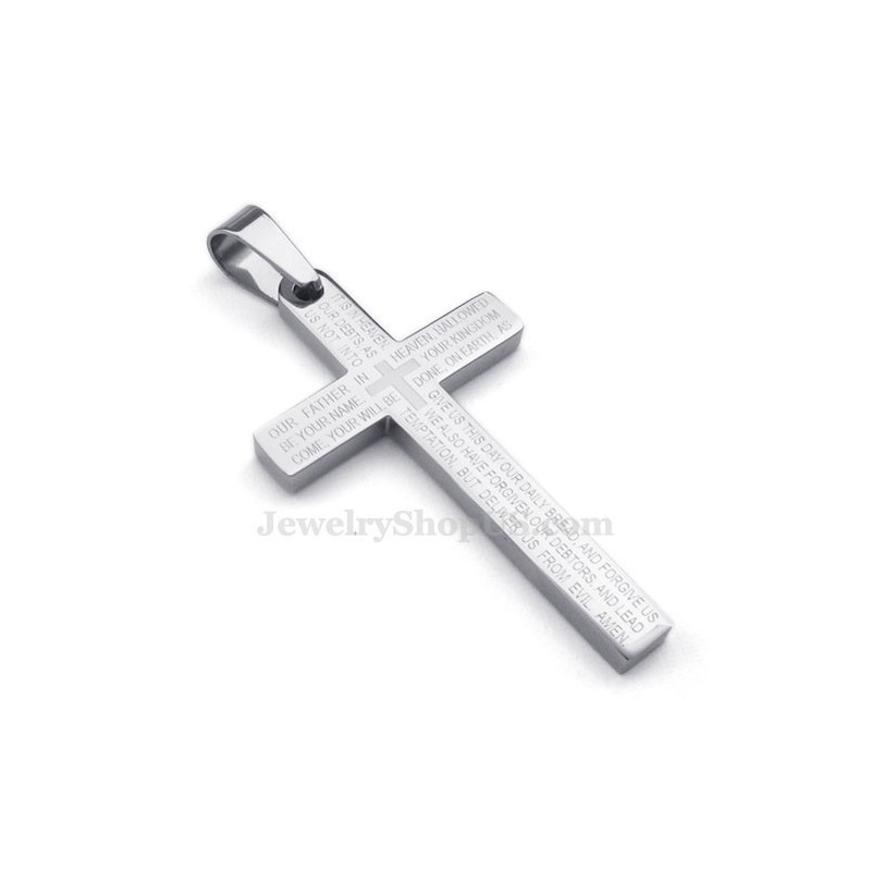 Colar Com Pingente De Cruz De Titânio Com Escritura (Corrente Grátis) Colar Com Pingente De Cruz De Titânio Com Escritura (Corrente Grátis)