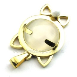 Colar Com Pingente De Olho De Gato Em Titânio Dourado (Corrente Grátis)