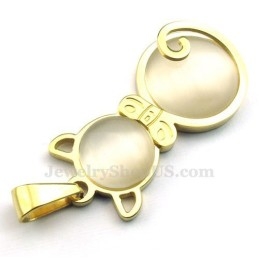 Colar Com Pingente De Olho De Gato Dourado Em Titânio (Corrente Grátis)