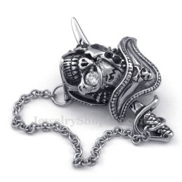 Colar Com Pingente De Caveira Em Titânio Com Espada Elegante Masculina (Corrente Grátis)