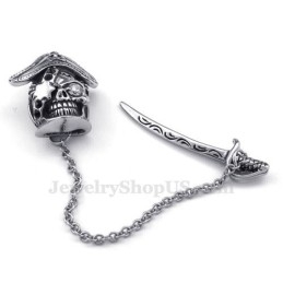 Colar Com Pingente De Caveira Em Titânio Com Espada Elegante Masculina (Corrente Grátis)