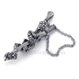 Colar Com Pingente De Titânio E Espada De Dragão (Corrente Grátis)