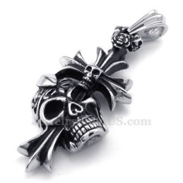 Colar Com Pingente De Cruz De Caveira De Titânio (Corrente Grátis)