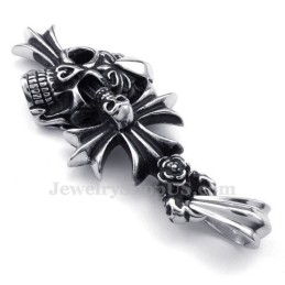 Colar Com Pingente De Cruz De Caveira De Titânio (Corrente Grátis)