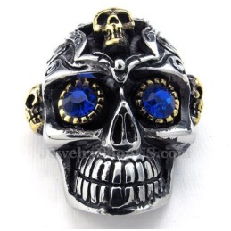 Colar Com Pingente De Caveira De Titânio Com Olhos Azuis (Corrente Grátis)