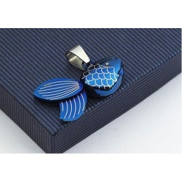 Pingente De Titânio Com Peixinho Dourado Azul - Corrente Grátis