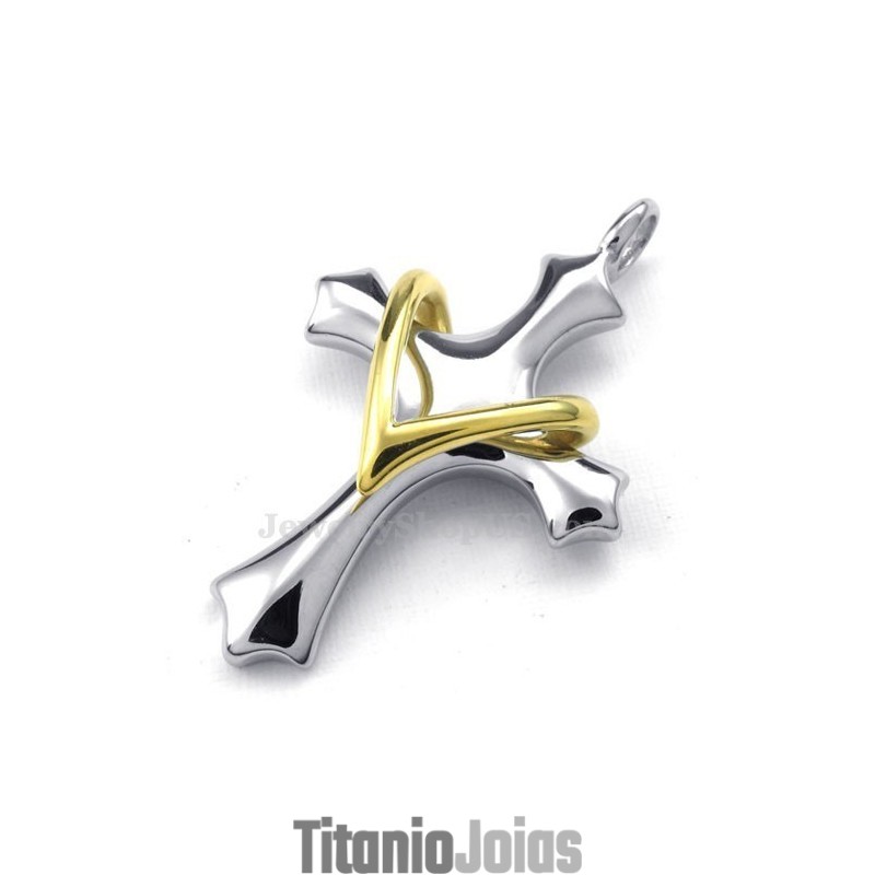 Colar Com Pingente De Titânio Em Forma De Cruz E Amor (Corrente Grátis) Colar Com Pingente De Titânio Em Forma De Cruz E Amor (Corrente Grátis)