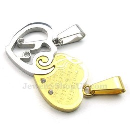 Colar Com Pingente De Corações De Titânio Dourado E Prateado (Corrente Grátis) (Um Par)